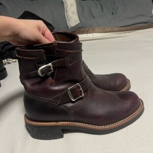 Chippewa Dark Brown Leather Buckle Boots